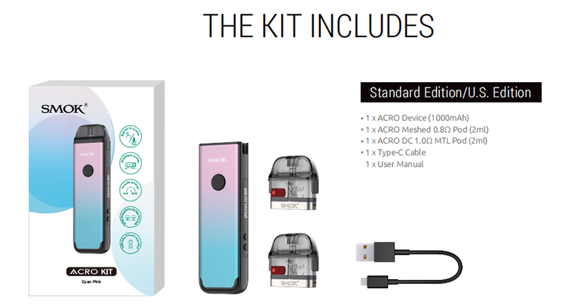 SMOK ACRO Kit 1000mAh 2ml Pod Starter Kit