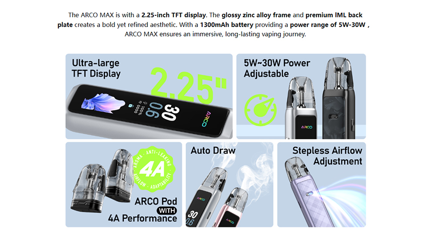SMOK ARCO Max Pod Kit Features