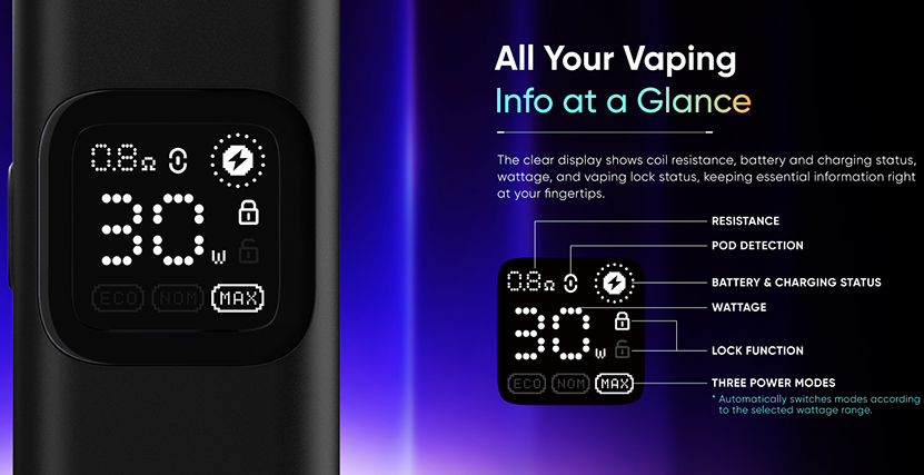 SMOK Arco Digi Lite Kit Screen Display