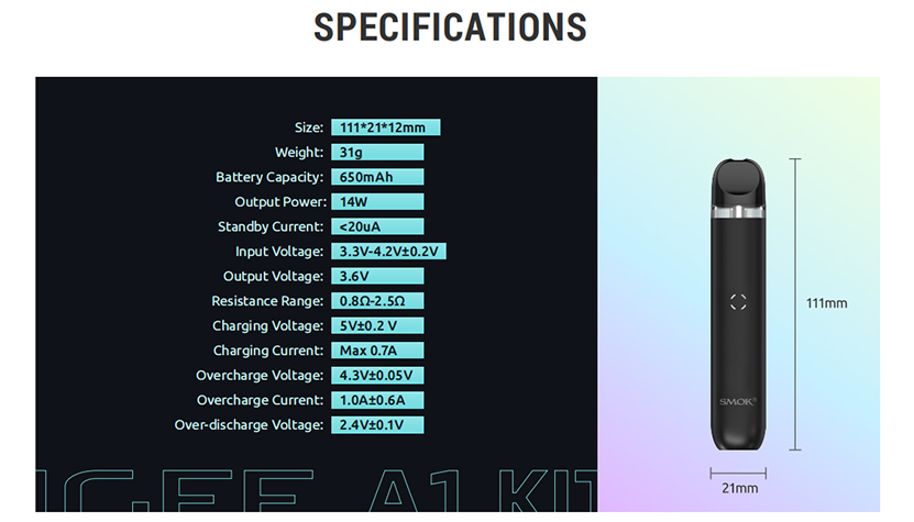 SMOK IGEE A1 Kit Specification