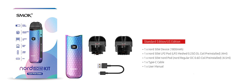 SMOK Nord 50W Kit package