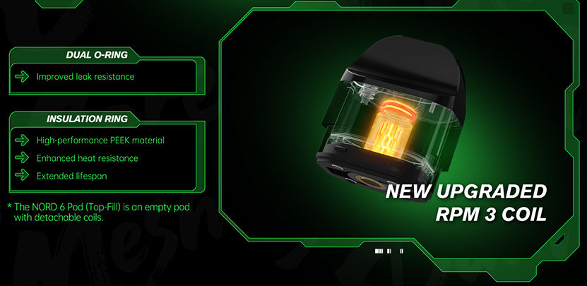SMOK Nord 6 Pod Kit with New Upgraded RPM 3 Coils
