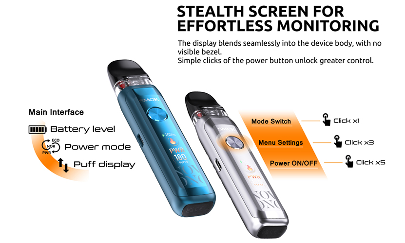 SMOK Novo Axis Kit Display and Operation