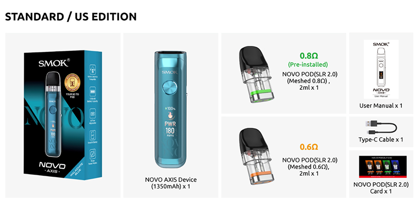 SMOK Novo Axis Pod Kit Package