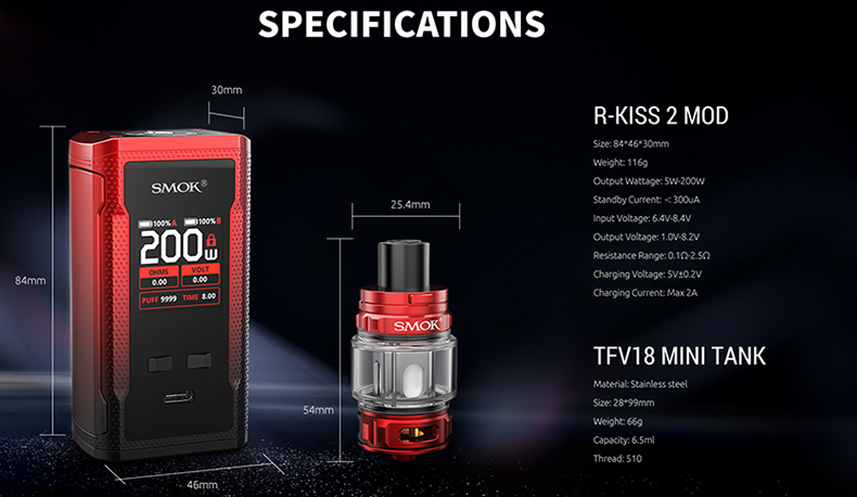 SMOK R-Kiss 2 Kit Specification