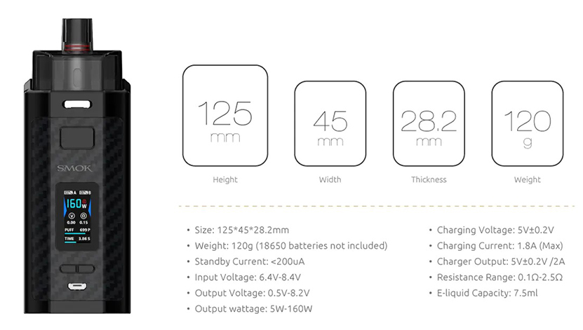 SMOK RPM160 Kit Specification