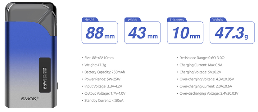SMOK Thiner Pod System Kit Specifications