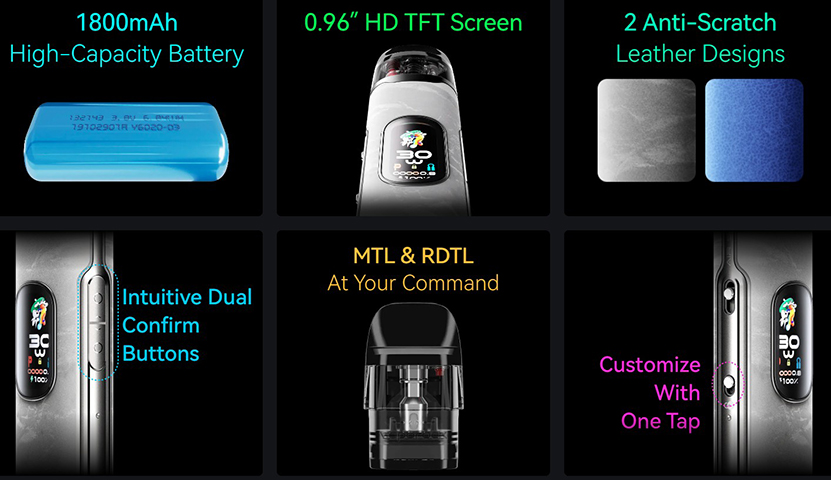 Vaporock X1 Pod Kit Features