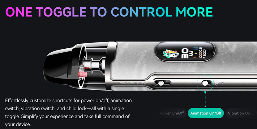 Vaporock X1 Pod Kit Toggle to Control More