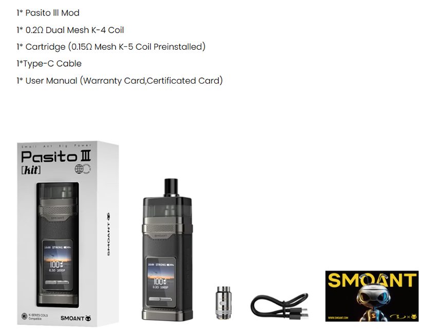 Smoant Pasito 3 Kit Package