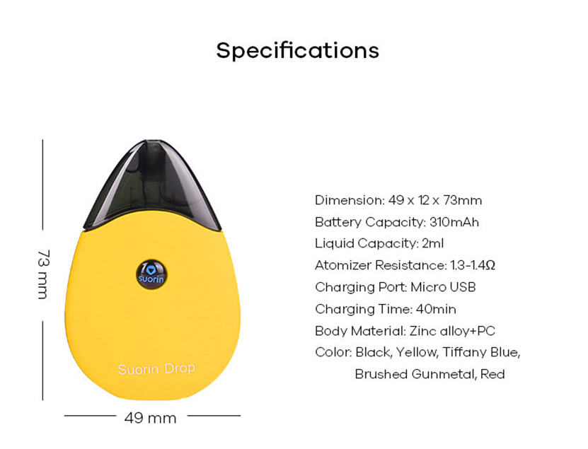 Suorin Drop Vape Kit Specification