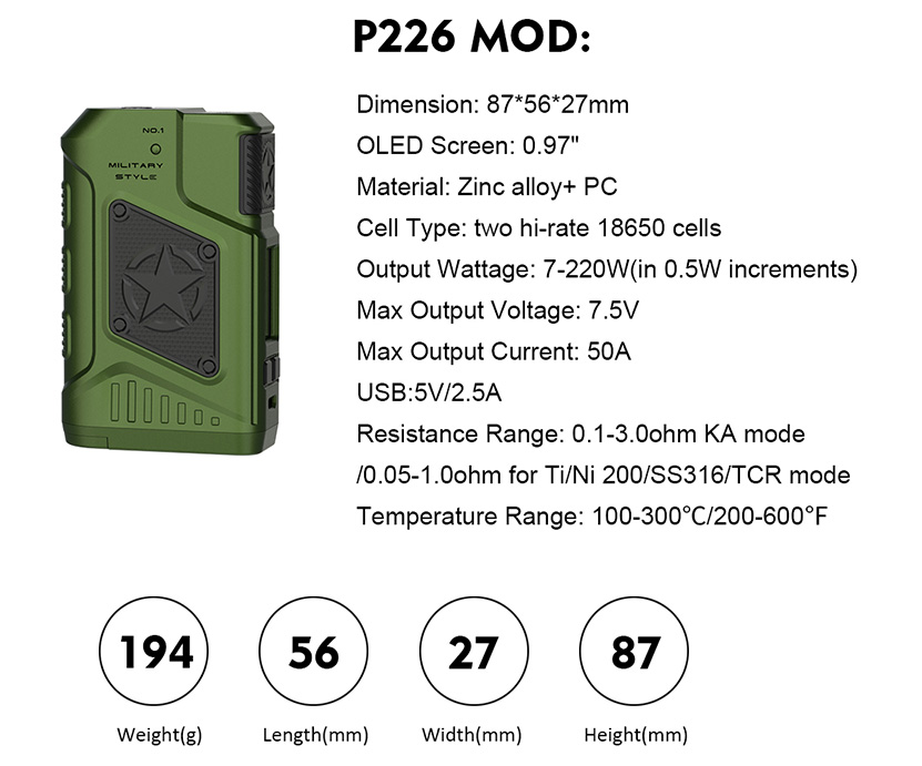 Tesla P226 220W Box Mod Features 04