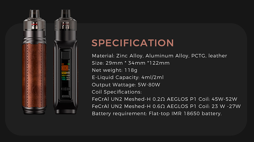 Uwell Aeglos P1 Kit Specification