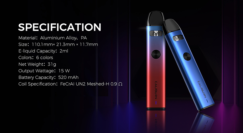 Uwell Caliburn A2 Kit specification