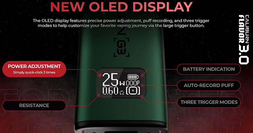 Uwell Caliburn G3 Pod Kit OLED Display