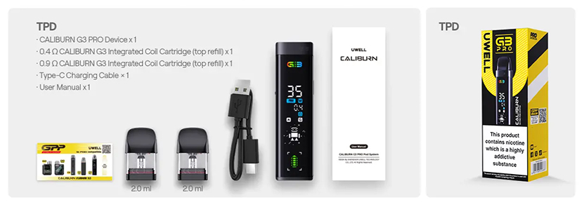 Uwell Caliburn G3 Pro Pod Kit Packge