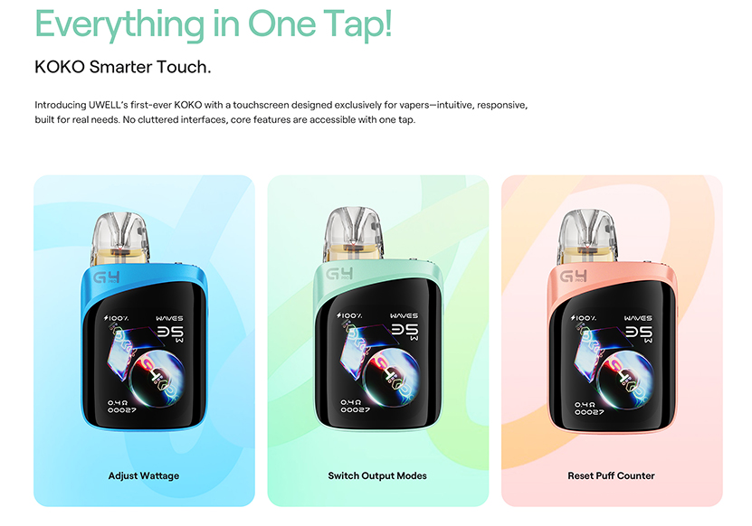 Uwell Caliburn G4 Pro KOKO Kit Everything in Smart Tap