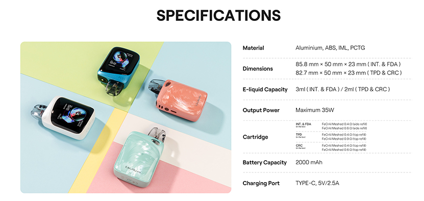Uwell Caliburn G4 Pro KOKO Kit Specs