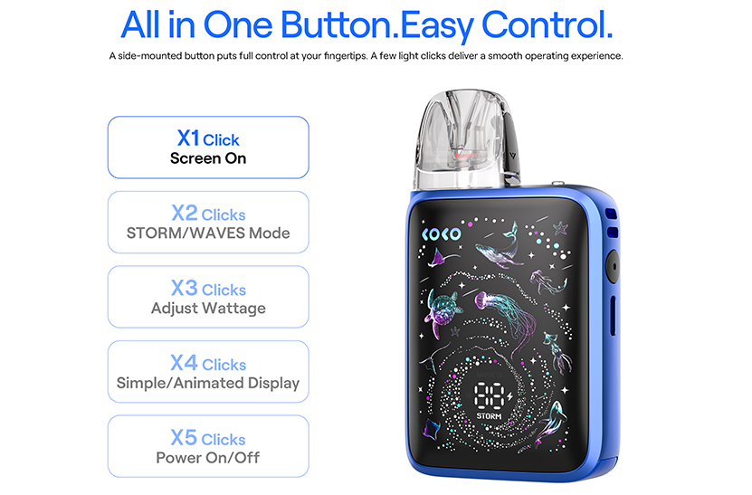 Uwell Caliburn G5 KOKO Kit One Operation Button