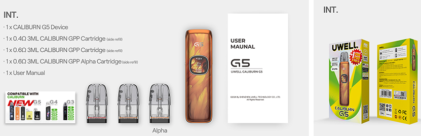 Uwell Caliburn G5 Kit Packing List