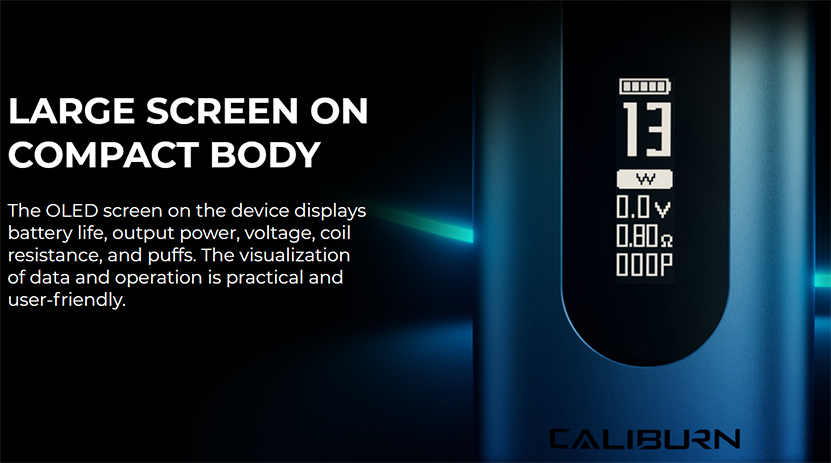 Uwell Caliburn X Pod System Kit OLED Screen