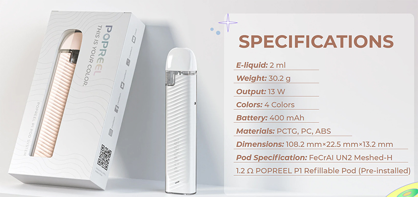 Uwell Popreel P1 Pod System Kit Specification