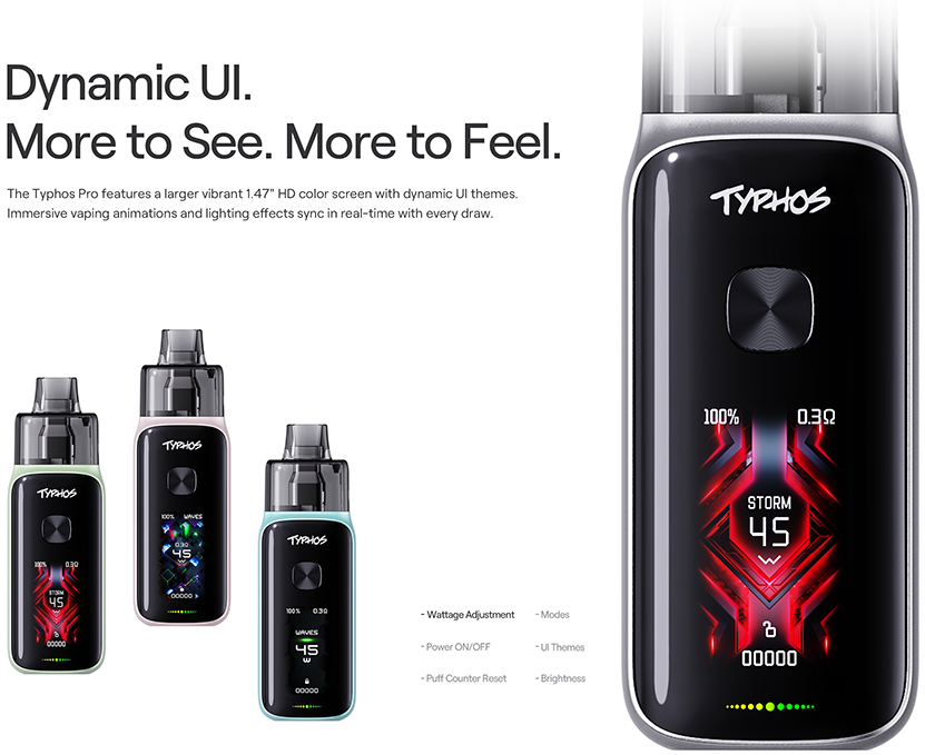 Uwell Typhos Pro Pod Kit Color Screen Display