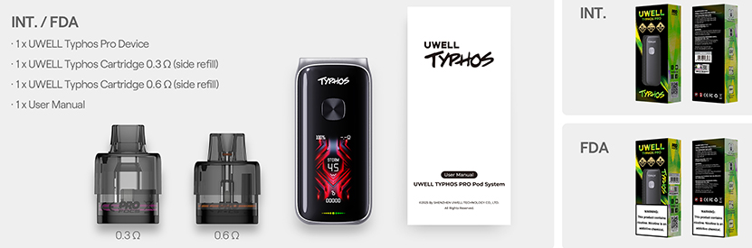 Uwell Typhos Pro Pod Kit Packing List