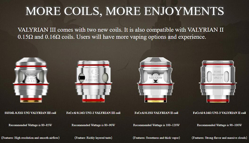 Uwell Valyrian 3 Coils Features
