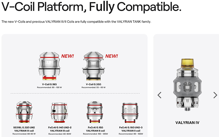 Uwell Valyrian 4 Tank Coil Compatible