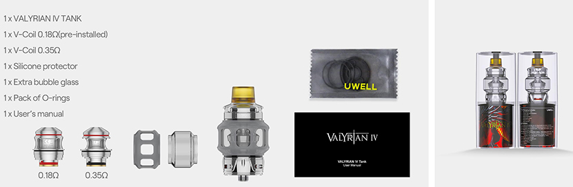 Uwell Valyrian 4 Tank Packing List