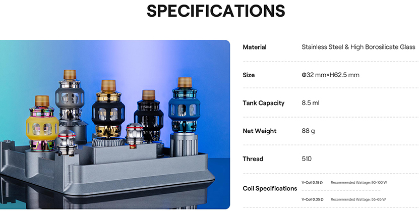 Uwell Valyrian 4 Tank Specifications