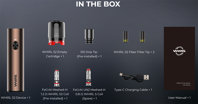 Uwell Whirl S2 Kit Pakage