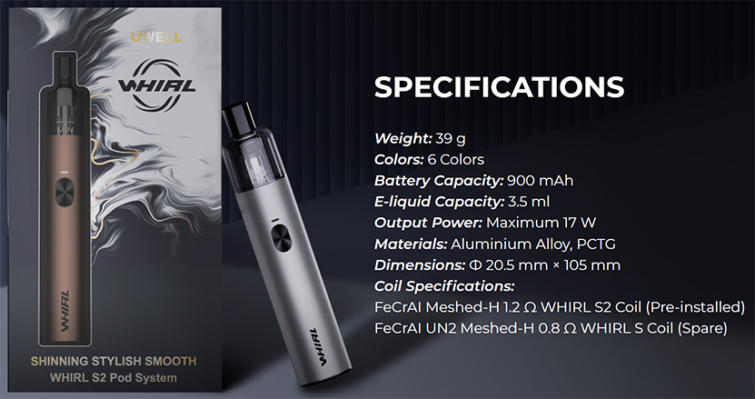 Uwell Whirl S2 Kit Specification