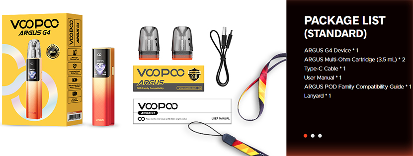 VOOPOO Argus G4 Pod Kit Packing List