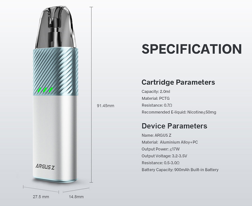 VOOPOO Argus Z Pod Kit Specifications