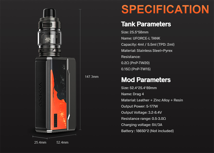 VOOPOO Drag 4 Kit Specifiaction