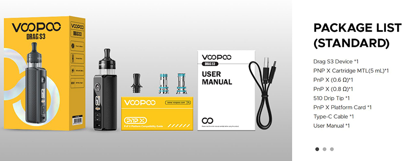 VOOPOO Drag S3 Pod Mod Kit Packing List