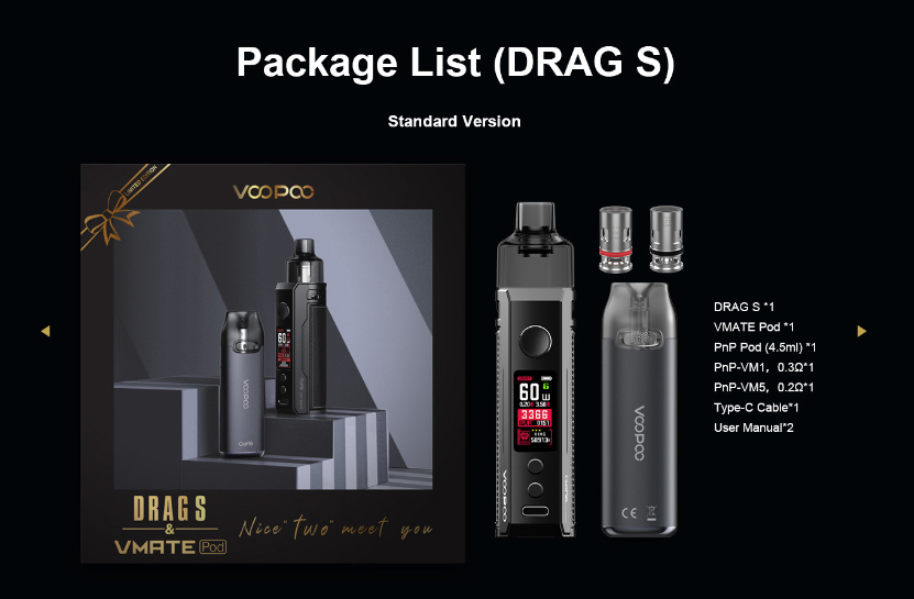 VOOPOO Drag S+VMATE Pod Limited Edition Kit Pacakge