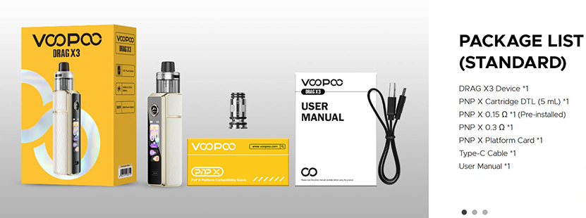 VOOPOO Drag X3 Pod Mod Kit Packing List