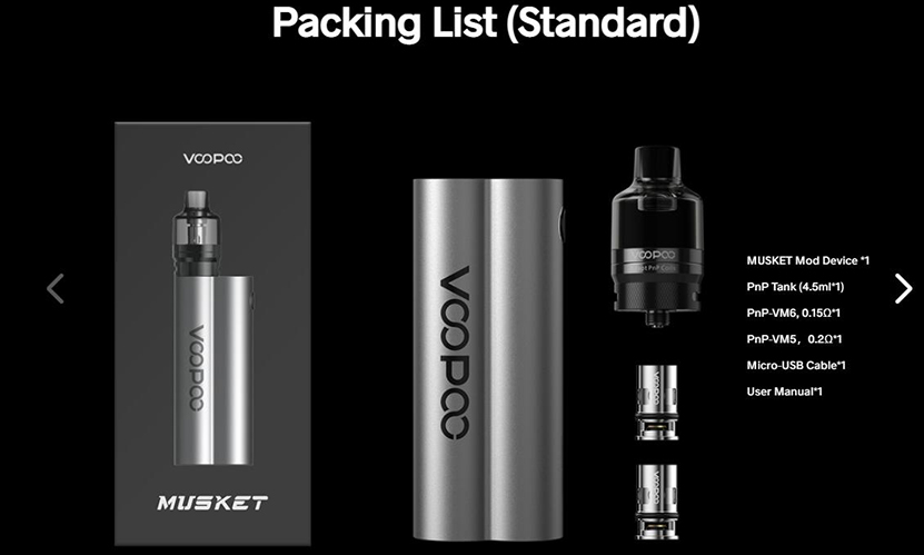 VOOPOO Musket Kit Packing list