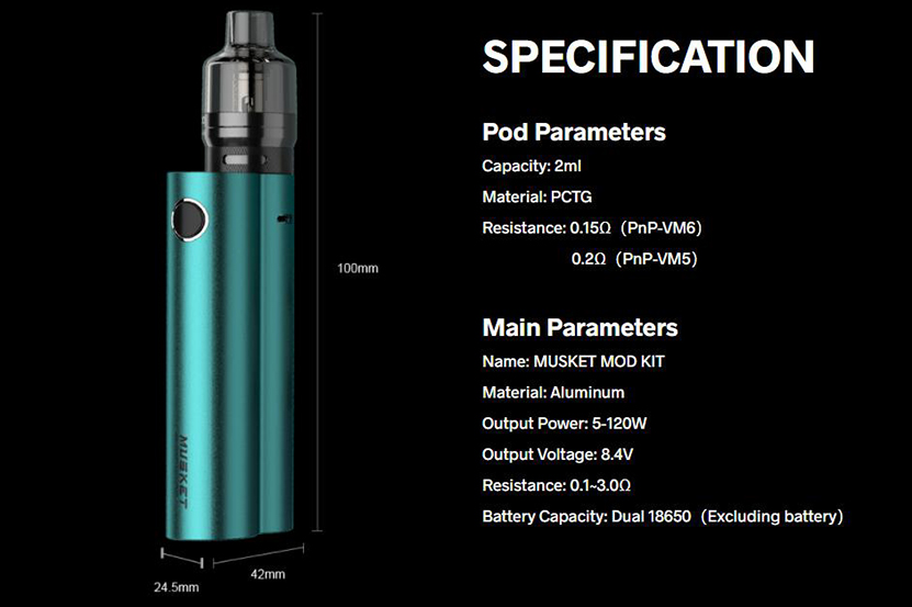 VOOPOO Musket Kit Specifications