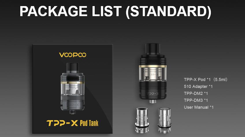 VOOPOO TPP X Pod Tank Package List