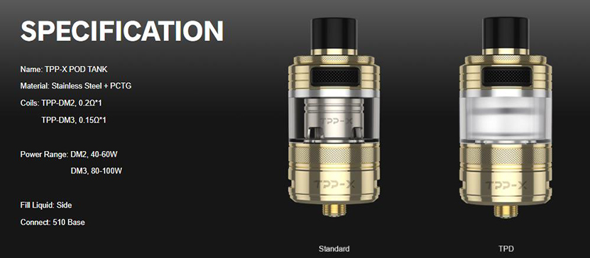 VOOPOO TPP X Pod Tank Specifications