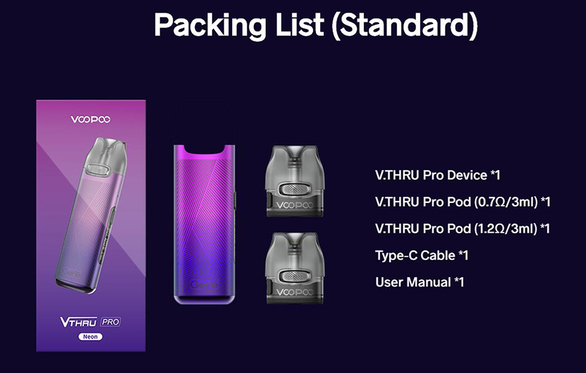 VOOPOO V.THRU Pro Pod Kit Content