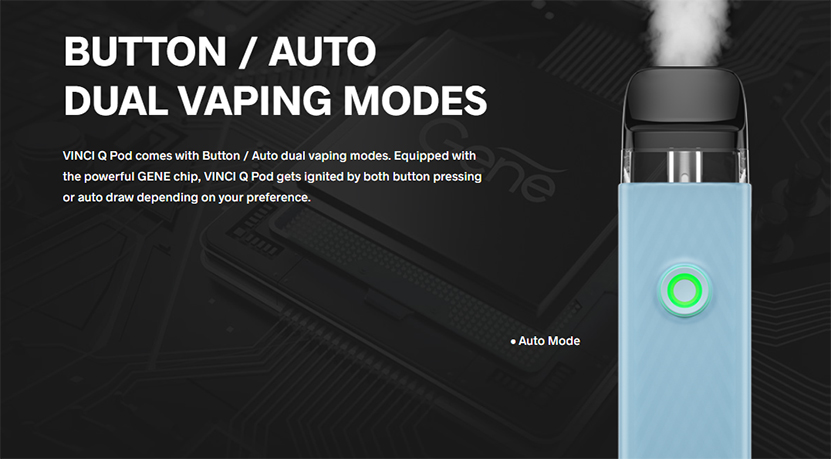 VOOPOO VINCI Q Pod Kit Button and Auto Mode