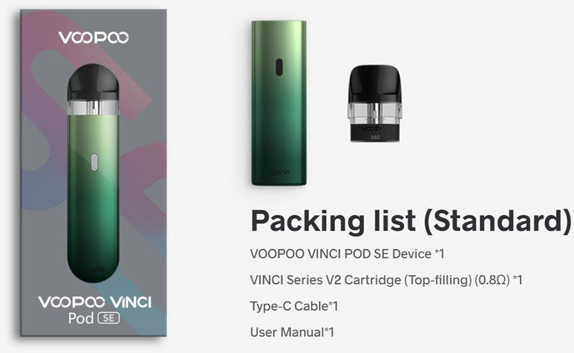 VOOPOO VINCI Pod SE Kit Package List
