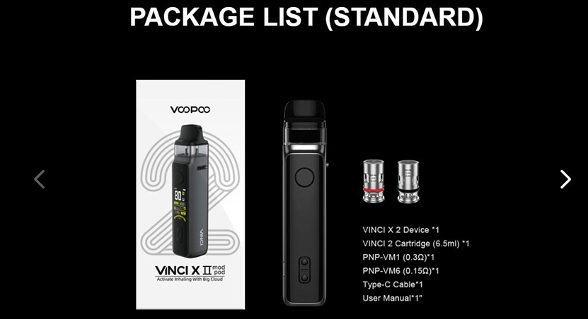 VOOPOO VINCI X 2 Kit Package