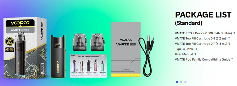 VOOPOO Vmate Pro 2 Kit Packing List
