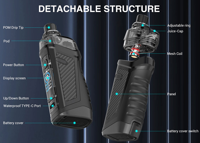 Vandy Vape Jackaroo 18650 Pod Kit Product Structure